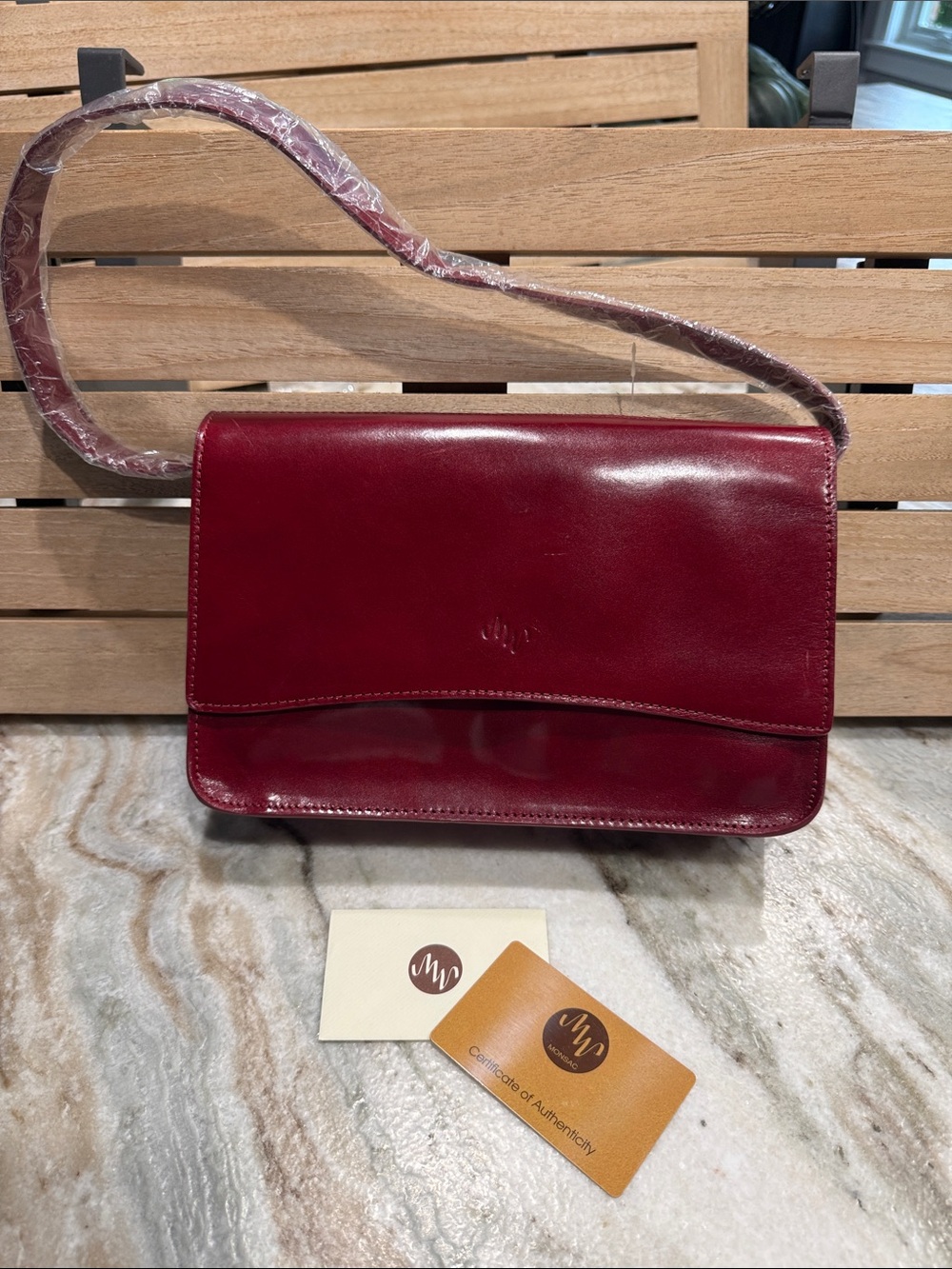 Authentic New Monsac Bag Deep Burgundy Leather Shoulder Bag